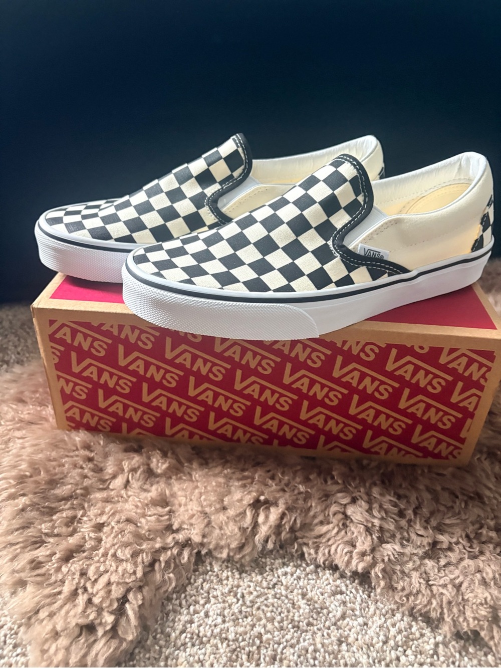 Vans Classic Slip-On Checkerboard Shoes - Black/White